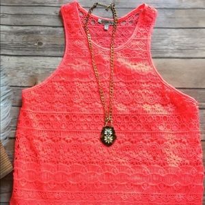 Hot Pink High Neck Crochet Top